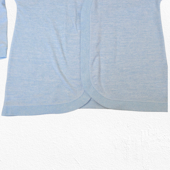 Talbots Light Blue Ruched Back Open Front Cardigan Sweater Size Large Petite - Picture 9 of 10